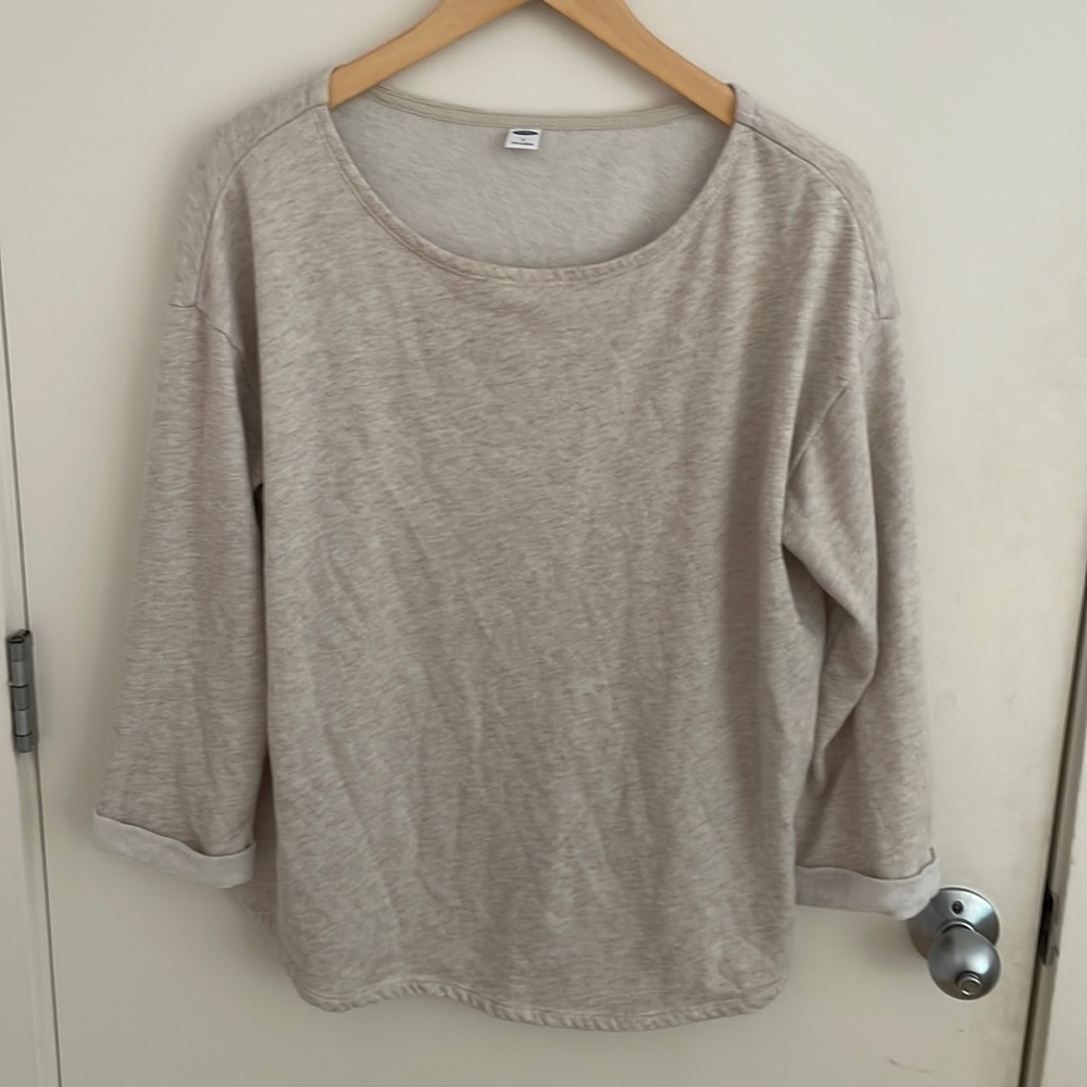 French terry boat neck 3/4 sleeve top